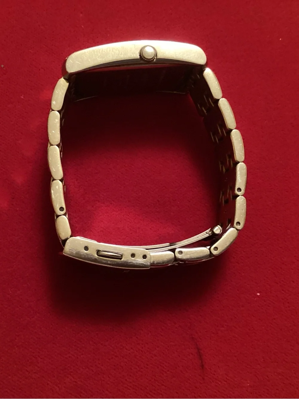 GUESS Silver Tone Crystal-Accented Rectangular Bracelet Watch